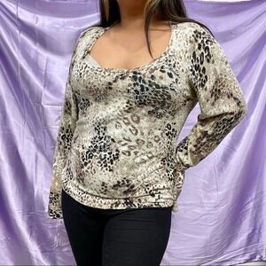 Sequin Animal Print Long Sleeve Shirt